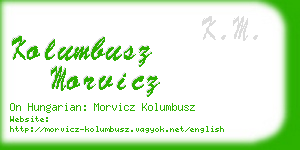 kolumbusz morvicz business card